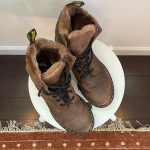 Brown Fur Dr Marten Boots